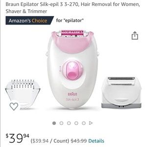 Braun Epilator Silk-epil 3 3-270, Hair Removal for Women, Shaver & Trimmer